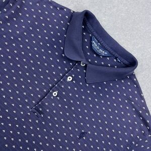 VTG Polo Golf Shirt Men's XL‎ Blue Pima AOP Peru Ralph Lauren Short Sleeve FADED